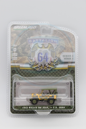 1943 Willys MB Jeep - U.S. Army Battalion 64 Series 1 - 1:64 Scale Battalion 64, Series 1, 1:64 Scale
