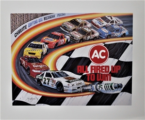 Auto Care 1989 " All Fired Up To Win! " Sam Bass Print 23" X 27" Auto Care 1989 " All Fired Up To Win! " Sam Bass Print 23" X 27"