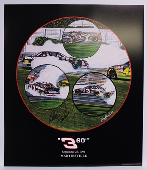 Autographed Dale Earnhardt "360" Original 1994 Sam Bass 25" X 22" Print w/ COA Sam Bass, Intimidator, Earnhardt Sr., 1987, Monster Energy Cup Series, Winston Cup,Poster, The Count of Monte Carlo, Chanpion, Ralph