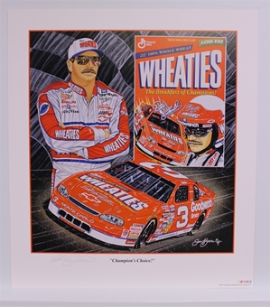 Autographed Dale Earnhardt "Champions Choice" Original 1996 Sam Bass 27" X 24" Print w/ COA Sam Bass, Intimidator, Earnhardt Sr., 1987, Monster Energy Cup Series, Winston Cup,Poster, The Count of Monte Carlo, Chanpion, Ralph