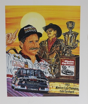Autographed Dale Earnhardt "Six Shooter" Numbered Sam Bass 27" X 23" Print With COA Sam Bass, Intimidator, Earnhardt Sr., 1987, Monster Energy Cup Series, Winston Cup,Poster, The Count of Monte Carlo, Chanpion, Ralph