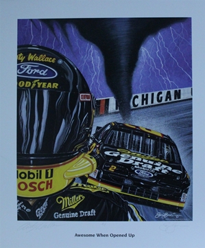 Autographed Rusty Wallace "Awesome When Opened Up!" Original  Artist Proof Sam Bass Print 26" X 23" w/ COA Autographed Rusty Wallace "Awesome When Opened Up!" Original  Artist Proof Sam Bass Print 26" X 23" w/ COA