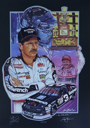 Autographed by Sam Bass Dale Earnhardt "Intimidator" Numbered Sam Bass 21" X 29" Print Sam Bass, Dale Earnhardt, 1991 Winston Cup Champion, Monster Energy Cup Series, Winston Cup, Print, Autographed Dale Earnhardt "Intimidator" Numbered Sam Bass 21" X 29" Print w/ COA