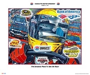 Charlotte Motor Speedway 2010 BOA 500 "The Greatest Place To See The Race" Sam Bass Poster 18" X 21.5" Sam Bas Poster