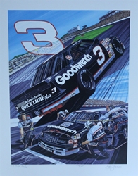 Dale Earnhardt 1990 " 3 To Get Ready " Numbered Sam Bass 30" X 23" Print Dale Earnhardt 1990 " 3 To Get Ready " Numbered Sam Bass 30" X 23" Print