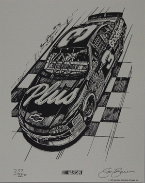 Dale Earnhardt 1998 #3 Goodwrench Plus  Numbered and Autographed by Sam Bass Lithographs Print 11" X 14" Dale Earnhardt 1998 Goodwrench Numbered and Autographed by Sam Bass Lithographs Print 11" X 14"