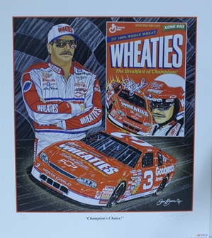 Dale Earnhardt " Champions Choice" in White Original Numbered Sam Bass Print 27" X 24" Dale Earnhardt " Champions Choice In White " Original Numbered Sam Bass Print 27" X 24"