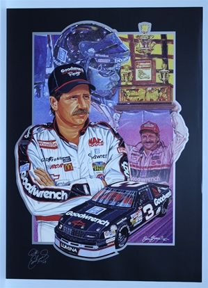 Dale Earnhardt "Intimidator" Original Sam Bass 21" X 29" Print ( With Printed Autograph) Sam Bass, Dale Earnhardt, 1991 Winston Cup Champion, Monster Energy Cup Series, Winston Cup, Poster