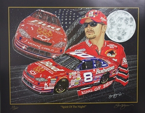 Dale Earnhardt Jr "Spirit of the Night" Numbered Sam Bass 25" X 31" Print Sam Bass, Dale Earnhardt Jr, Budweiser, Monster Energy Cup Series, Winston Cup, Poster