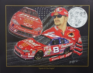 Dale Earnhardt Jr "Spirit of the Night" Original Sam Bass 25" X 31" Print Sam Bass, Dale Earnhardt Jr, Budweiser, Monster Energy Cup Series, Winston Cup, Poster