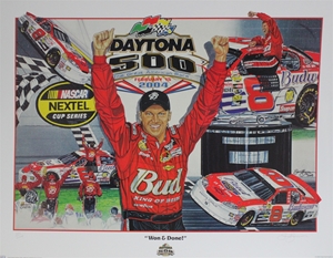 Dale Earnhardt Jr "Won & Done" Artist Proof Sam Bass 27" X 36" Print Sam Bass, Dale Earnhardt Jr, Dale Jr, Daytona, Monster Energy Cup Series, Winston Cup, Poster