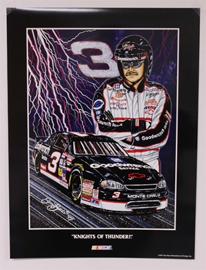 Dale Earnhardt "Knights of Thunder" 18" X 24" Original 1997 Sam Bass Poster Sam Bass, Intimidator, Earnhardt Sr., 1997, Monster Energy Cup Series, Winston Cup,Poster, The Count of Monte Carlo, Chanpion, Ralph
