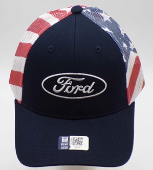 American Flag Ford Trucker Adult Hat Hat, Licensed, NASCAR Cup Series, ford, trucker