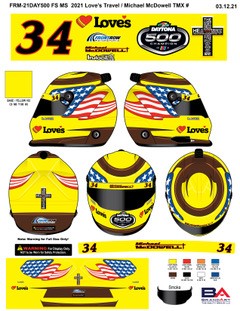 *Preorder* Michael McDowell 2021 Loves Daytona 500 Winner MINI Replica Helmet Michael McDowell, Helmet, NASCAR, BrandArt, Mini Helmet, Replica Helmet