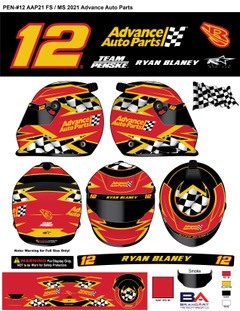 *Preorder* Ryan Blaney 2021 Advance Auto Parts Full Size Replica Helmet Ryan Blaney, Helmet, NASCAR, BrandArt, Full Size Helmet, Replica Helmet
